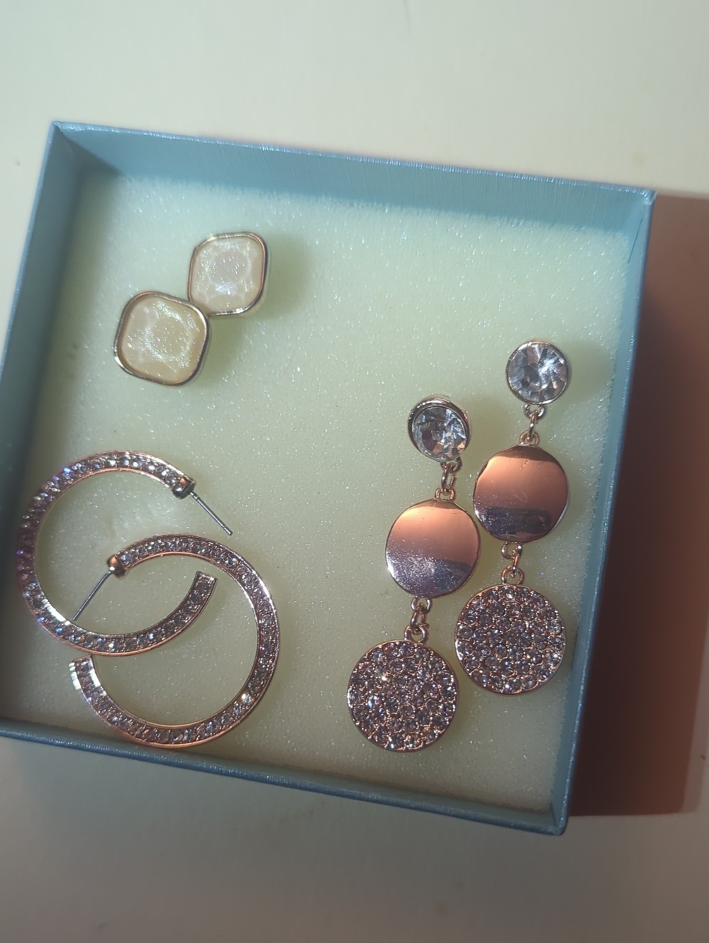 Gold-Tone Dangle & Circle Crystal Earrings Set
